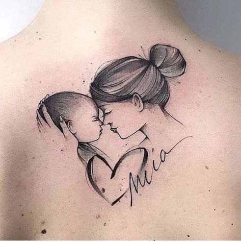 Mutterschaft Tattoos, Mother And Baby Tattoo, Motherhood Tattoos, Homemade Tattoos, Baby Tattoo Designs, Baby Name Tattoos, Mom Tattoo Designs, Mommy Tattoos, Cat Tattoos