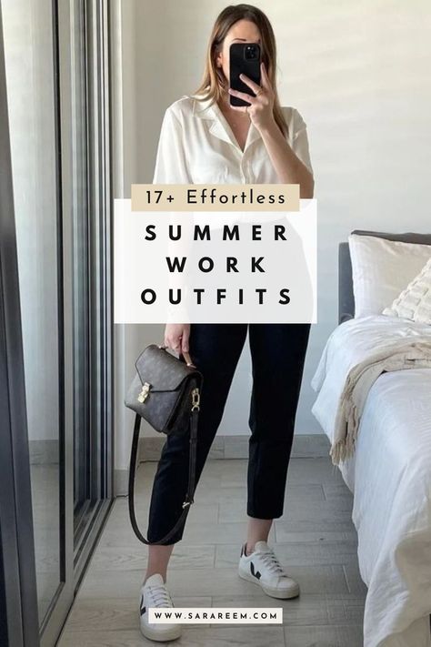 Looking for summer work outfits that look effortlessly stylish for any office setting? You'll love this list of 17+ work outfit ideas to copy this summer 2024. Boss Babe Outfits Summer, Summer Work Travel Outfit, Summer Business Travel Outfits, Summertime Work Outfits, Work Outfits Women Summer 2024, Work Outfit Inspo Summer, Heatwave Work Outfit, Rainy Summer Work Outfit, Millennial Office Outfit