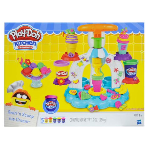 Play-Doh kitchen swirl snd scoop ice cream play set with dessert dishes, cones and spoons and 5 tubs of dough compound Ice Cream Play, Play Doh Ice Cream, Swirl Ice Cream, Play Doh Kitchen, Ice Cream Parlour, Scoop Ice Cream, Ice Cream Set, Ice Cream Maker, Play Doh