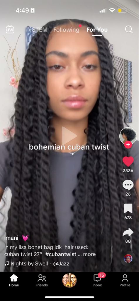 Passion Twist Marley Hair, Cuban Twists Hairstyles, Chunky Twists Braids, Thick Twist Braids Hairstyles, Vacation Hairstyles Braids, Cuban Twist Over Locs, Cuban Twist Braids, Bob Marley Twist, Bob Marley Twist Hairstyles