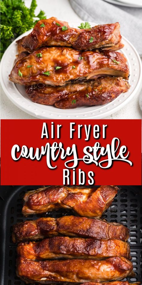 Easy Ribs In Air Fryer, Country Pork Ribs Recipes Air Fryer, Air Fryer Country Style Ribs Bone In, Air Fryer Bbq Ribs Recipe, Ribs In The Air Fryer Oven, Air Fry Country Style Pork Ribs, Country Pork Ribs Air Fryer, Pork Ribs In Air Fryer Oven, Air Fry Ribs Recipe