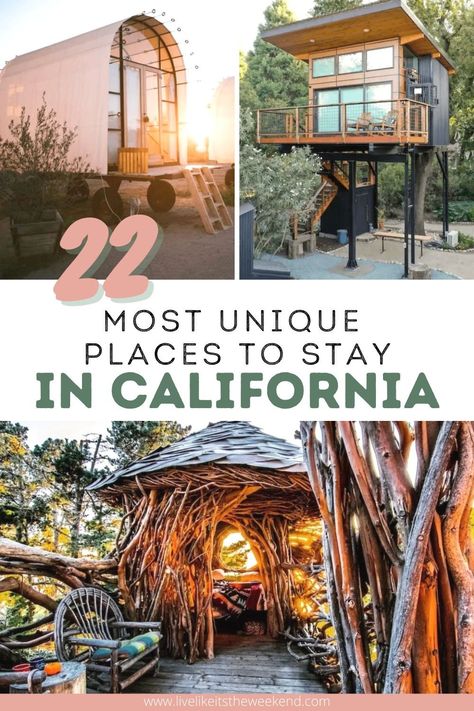 From yurts and treehouses to Old Western ghost towns and bubble domes, these are the most unique places to stay in California, hands down! These unique Airbnbs in California and unique vacation rentals in California will give you a vacation you won't soon forget. This post includes both unique places to stay in northern California and unique places to stay in southern California. | most unique airbnb california | unique california air bnb | unique california stays Places To Go In California, Southern California Road Trip, Unique Airbnbs, Weekend Getaway California, Northern California Road Trip, Unique Airbnb, Western Ghost, California Getaways, Unique Vacation Rentals