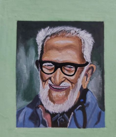 SALIM ALI is Known as the "Birdman of India". Poster on mount board | paint | painting | salim ali portrait | Sketch | blue jacket Salim Ali, Board Paint, India Poster, Sketch Portrait, Mount Board, Portrait Sketch, Painting Sketch, Painted Boards, Portrait Sketches