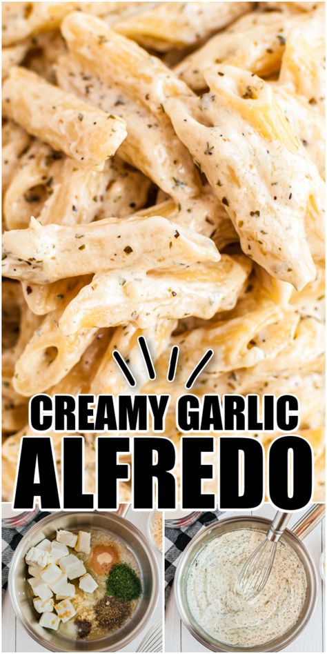 Creamy Garlic Pasta is just as easy as it is creamy! This delicious alfredo can be made in 20 minutes or less, so it's the perfect weeknight dinner when you need something fast but oh so good! Garlic Alfredo Pasta, Creamy Garlic Pasta, White Sauce Pasta, Creamy Garlic Chicken, Garlic Cream Sauce, Soul Food Dinner, Pasta Ingredients, Garlic Pasta, Alfredo Pasta