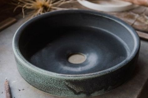 Ceramic Basin Handmade, Handmade Sink Ceramic, Handmade Ceramics Ideas, Clay Sinks, Hillside Cottage, Stone Bathroom Sink, Japanese Bath, Med Tech, Etsy Inspiration