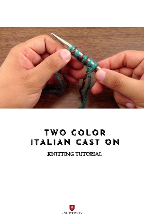 This video knitting tutorial will help you learn how to knit the two color italian cast on. This method of beginning your project is ideal for ribbing. By casting on in two colors you can knit ribbed patterns that alternate colors between rows. This is most often used in two color brioche knitting. This cast on is also invisible. Two Color Brioche Knitting, Cast On Knitting, Casting On Stitches, Knitting Hacks, Brioche Knitting, Knitting Stitches Tutorial, Knit Projects, Casting On, Learn How To Knit