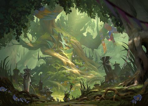 ArtStation - Magic: The Gathering Bloomburrow - Three Tree City Bloomburrow Art, Animal Burrow, Fair Folk, Landmarks Art, Mtg Art, Color Script, Setting Ideas, Indie Art, Fantasy Story