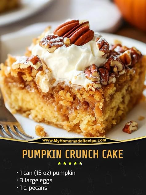 Pumpkin Crunch Cake, Pumpkin Crunch, Crunch Cake, Dessert For Two, Crunchy Pecans, Desserts For A Crowd, Pumpkin Flavor, Delicious Pumpkin, Paula Deen