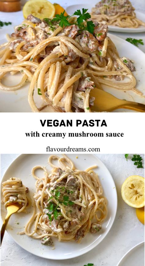 Vegan Mushroom Spaghetti, Creamy Vegan Spaghetti, Vegan Spaghetti Recipes, Simple Vegan Pasta, Vegan Soul Food Recipes, Vegan Pasta Noodles, Vegan Noodles Recipes, Pasta Simple, Vegan Spaghetti