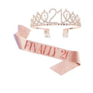 Ella Celebration 21 Tiara 21st Birthday Party Rose Gold Crown | Etsy 21st Birthday Crown, 21st Birthday Sash, Sparkle Birthday Party, 21st Birthday Girl, Party Tiara, Sparkle Birthday, Rose Gold Ribbon, Fabric Crown, Rose Gold Crown