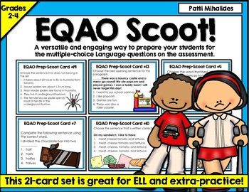 EQAO Grade Three Language Scoot Task Cards: Assessment Prep Grade Three, Common Core Ela, Multiple Choice Questions, Open Board, Standardized Testing, Choice Questions, Multiple Choice, A Classroom, Grade 3