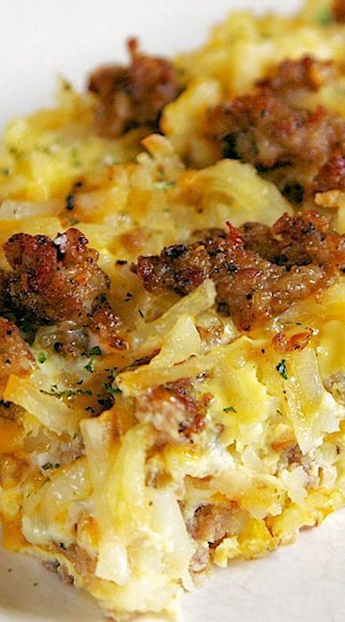 Sausage Hash Brown Breakfast Casserole - hash browns, sausage, eggs Sausage Hash Brown Breakfast Casserole, Arkansas Food, Hash Brown Breakfast Casserole, Yellow Cornbread, Sausage Hashbrown Breakfast Casserole, Hash Brown Breakfast, Sausage Hash, Ladies Brunch, Breakfast Hashbrowns