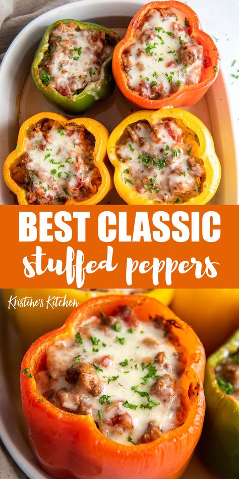 Classic Stuffed Peppers Recipe, Classic Stuffed Peppers, Brazilian Samba, Stuffed Peppers Recipe, Stuffed Pepper, Makanan Diet, Health Dinner Recipes, Beef Recipes Easy, Peppers Recipes