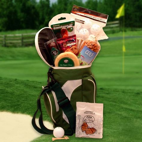 Golfing Around Golf Sports bag - Golf Lovers - Gifts for men - closing gifts - buyer gifts - seller gifts - corporate gifts Baskets Gift Ideas, Sports Gift Basket, Golf Tournament Gifts, Gardening Gift Baskets, Golf Lover Gifts, Baskets For Men, Gift Baskets For Men, Themed Gift Baskets, Miniature Golf