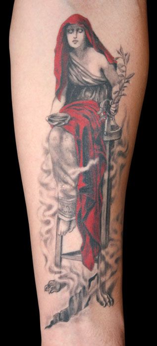 Pythia Tattoo, Oracle Of Delphi Tattoo, Tattoo Success, Oracle Tattoo, Priestess Aesthetic, Beaver Tattoo, Red Priestess, John Collier, Oracle Of Delphi