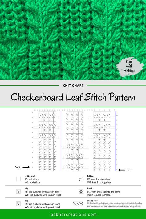 Leaf Stitch Knitting Pattern, Leaf Knitting Pattern Free, Knit Stitch Patterns Texture, Leaf Knitting Pattern, Knitted Stitches, Leaf Stitch, Blanket Squares, Knitted Washcloth Patterns, Knitting Abbreviations