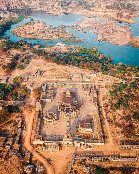 Aerial view of Vittala temple!  Hampi Karnataka India @meinbhiphotographer   #india #indiatravel #travel #incredibleindia #travelphotography #travelblogger #travelgram #photography #ig #indiatravelgram #wanderlust #travelindia #instatravel #hampi #gram #indiapictures #indiaclicks #nature #photographers #of #indianphotography #traveldiaries #photooftheday #indiatourism #instagram #indiagram #mountains #storiesofindia #travelhampi Vijaynagar Empire, Hampi Karnataka, Historical Temples, India Travel Places, Indian Temple Architecture, India Architecture, Ancient Indian Architecture, Amazing India, History Of India