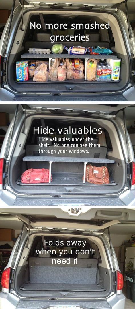 Trunk Shelf, Diy Pop, Diy Hanging Shelves, Car Essentials, Wine Bottle Diy Crafts, Wine Bottle Diy, Mason Jar Lighting, Car Hacks, Diy Life Hacks