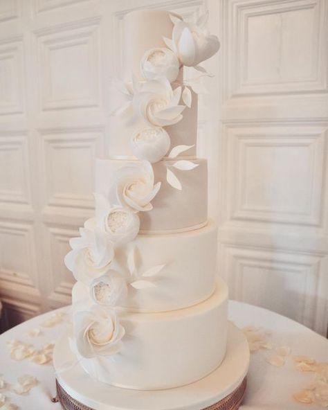 Elegant Romantic Wedding Cakes - Suffolk, Norfolk, Essex, Cambs on Instagram: "Huge congratulations to Alex and Anthony who celebrated their wedding at beautiful @hengrave_hall yesterday They chose a stunning five-tier wedding cake adorned with a cascade of romantic sugar roses and closed sugar peonies Their scrumptious flavours were sticky toffee pudding, vanilla and strawberry, and lemon and lemon curd It was a delight to create Alex and Anthony’s wedding cake and I can’t wait to see their Hengrave Hall, Cascading Roses, Romantic Wedding Cakes, Pudding Vanilla, Sugar Rose, Toffee Pudding, Romantic Wedding Cake, Sticky Toffee Pudding, Sticky Toffee