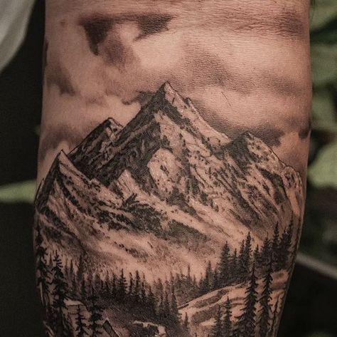 Mountain And Desert Tattoo, Mountain Tattoo Men, Colorado Mountains Tattoo, Rocky Mountain Tattoo, Hiking Tattoos, Rocky Tattoo, Landscape Tattoos, Colorado Tattoo, Mountains Tattoo