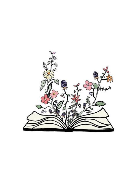 Book Flower Drawing, Flowers Coming Out Of Book, Book Drawing Aesthetic, Aesthetic Flower Sketch, Whimsical Writing, Bookmark Inspiration, Book Doodle, Jalabia Styles, Books And Flowers