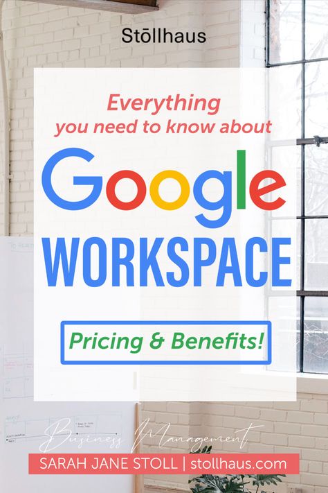 Google workspace pricing and benefits stollhaus design business tips Google Workspace Tips, Small Business Workspace, Small Business Marketing Plan, Small Business Software, Marketing Colors, Small Business Help, Professional Email, Business Marketing Plan, Small Business Success