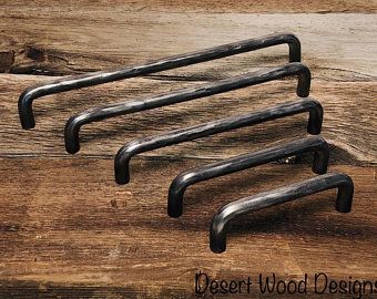 DesertWoodDesignsCo on Etsy Farmhouse Studio, Iron Cabinet Pulls, Iron Cabinet, Cast Iron Handles, Farmhouse Industrial, Rustic Cabinets, Sliding Closet Doors, Kitchen Cabinet Handles, Hand Forged Iron