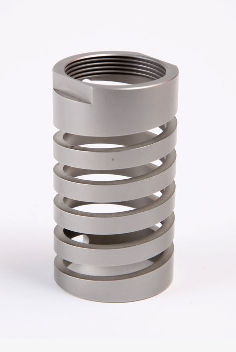 Compression spring machined from a solid piece of material for superior spring function Spring Mechanism Design, Gear Mechanism Design, Landing Gear Mechanism, Mechanical Insect, Kinetic Sculpture Mechanism, Belt Grinder, Wood Joints, Solve Problems, Plastic Injection Molding