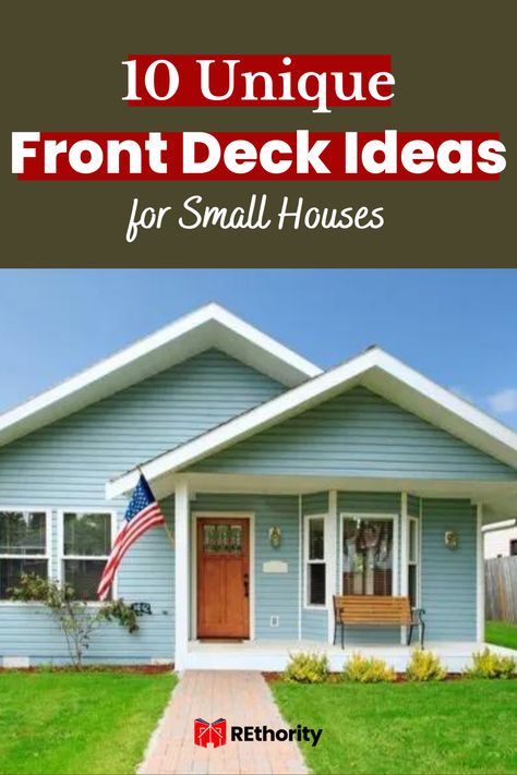 Do you have a small house that's in need of a modern upgrade? If so, you'll be pleased to hear that there are plenty of unique front deck ideas that can be used to transform the aesthetic of your property and make it the envy of your neighborhood! From eco-friendly outdoor seating options to low-maintenance composite decks, this list of ten unique front deck ideas for small houses will have you itching to get your DIY project going! Small House Front Deck Ideas, Adding Deck To Front Of House, Small Deck Front Of House, Decks On Front Of House, Deck Entrance To House, Front Entry Deck Ideas, Modular Home Front Deck Ideas, Add On Front Porch Small Houses, Front Deck Ideas Entrance