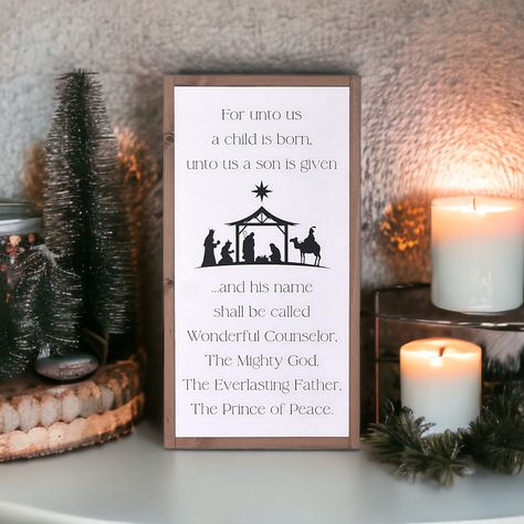 Nativity Scene Wood, Boho Modern Farmhouse, Isaiah 9, Isaiah 9 6, Wonderful Counselor, Hope Design, Handmade Wood Signs, Prince Of Peace, A Child Is Born