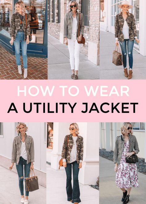 how to wear a utility jacket, utility jacket outfit ideas, utility jacket outfits, green utility jacket, camo utility jacket Utility Coat Outfit, Utility Jacket Outfit Fall, Green Fall Jacket, Spring Jacket Outfit, Utility Jacket Outfit, Camo Jacket Outfit, Fall Jackets Outfit, Denim Utility Jacket, Womens Utility Jacket