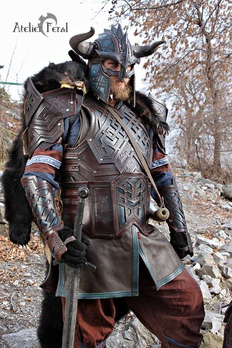 Dwarf Leather Armor by Feral-Workshop Armor Inspiration, Medieval Costumes, Viking Armor, Costume Armour, Armor Clothing, Larp Armor, Viking Helmet, Cosplay Armor, Larp Costume