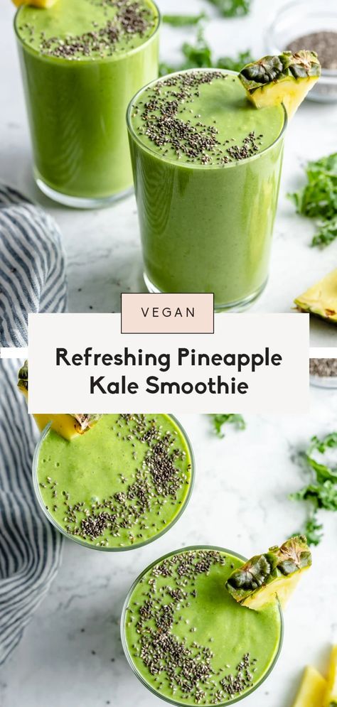 Banana Kale Smoothie, Pineapple Kale Smoothie, Pineapple Diet, Smoothie Kale, Kale Smoothie Recipes, Pineapple Smoothie Recipes, Coconut Milk Smoothie, Protein Smoothies, Ambitious Kitchen