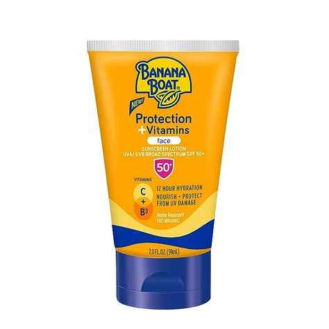 Amazon.com: Banana Boat Protection + Vitamins Sunscreen for Face SPF 50 | Travel Size Sunscreen with Vitamin C & Niacinamide for Face | Banana Boat Fragrance-Free Face Sunscreen with Niacinamide, 2 oz. : Beauty & Personal Care Banana Boat Sunscreen, Travel Size Sunscreen, Baby Sunscreen, Spray Sunscreen, Tanning Sunscreen, Spray Lotion, Banana Boat, Kids Sunscreen, Facial Sunscreen