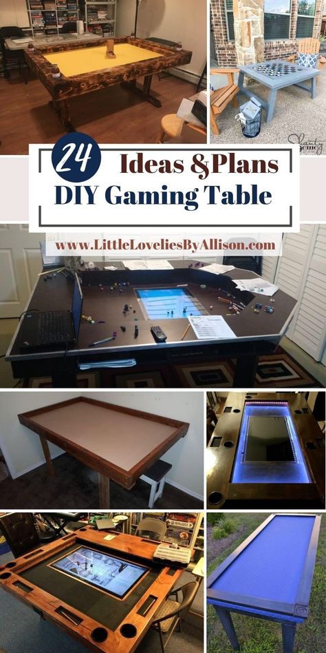 Table Top Game Table, Game Coffee Table Diy, Diy Home Games, D&d Table Gaming, Diy Gaming Table Plans, Gaming Dining Table, D&d Gaming Table, Tabletop Gaming Table, Diy Game Table Ideas