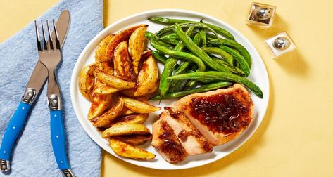 A dinner recipe that the whole family will love? You’ve got it with our parent-tested, kid-approved Cherry Balsamic Pork Chops. Hello Fresh Pork, Balsamic Pork Chops, Balsamic Pork, Hello Fresh Recipes, Green Beans And Potatoes, Roasted Green Beans, Fresh Recipes, Chops Recipe, Hello Fresh