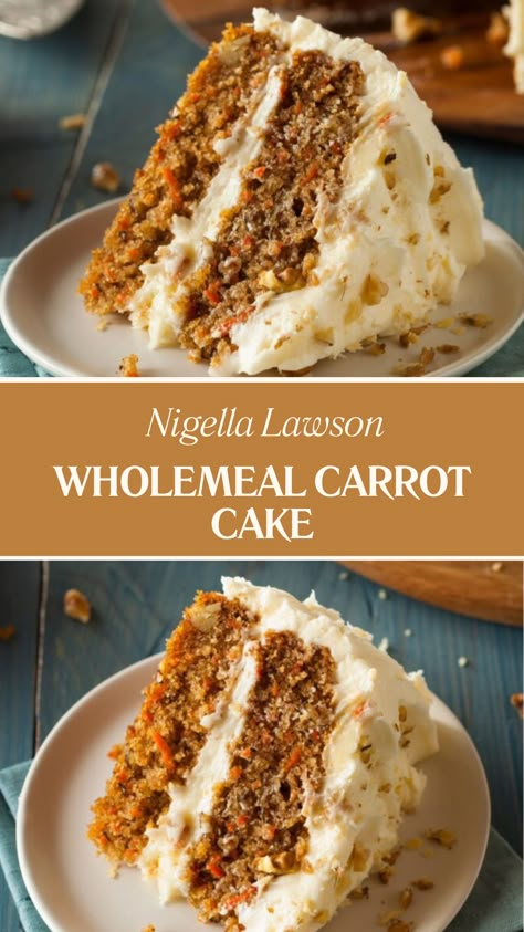 Nigella Wholemeal Carrot Cake Whole Wheat Flour Cake Recipe, Whole Wheat Flour Cake, Healthy Carrot Cake Recipe, Carrot Cake Recipe Nigella, Healthy Carrot Cake, Wholemeal Flour Recipes, Whole Wheat Cake Recipe, Wheat Cake Recipe, Whole Wheat Carrot Cake