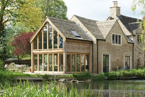 old mill house — Roger Gransmore Architect Oak Framed Extensions, Cottage Extension, Oak Frame House, Oak Framed Buildings, Glass Extension, House Extension Design, Extension Ideas, House Extension, Rustic Home Design