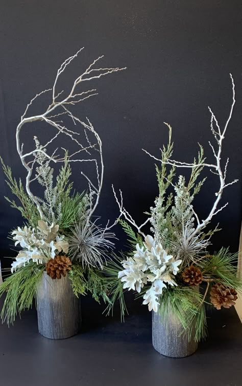 Rustic Winter Floral Arrangements, Small Winter Flower Arrangements, Unique Christmas Arrangements, Winter Artificial Flower Arrangements, Silk Christmas Flower Arrangements, Flower Arrangements For January, Mini Christmas Arrangements, Winter Silk Flower Arrangements, Winter Flower Arrangements For Church