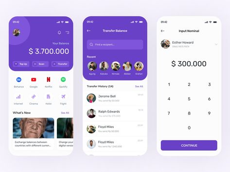 E-Wallet App by Nura on Dribbble Cellphone Illustration, Mobile App Ui Design Inspiration, Cash Icon, App Ui Design Inspiration, Icon Layout, Concept Technology, Mobile App Ui Design, Digital Money, My Wallet