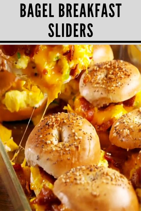 Make Ahead Bagel Breakfast Sandwich, Mini Bagel Breakfast Sliders, Bagel Sliders, Bagel Breakfast Sliders, Roast Beef Sliders Recipes, Sliders Recipes Beef, Sliders Recipes, Breakfast Sliders, Bagel Breakfast