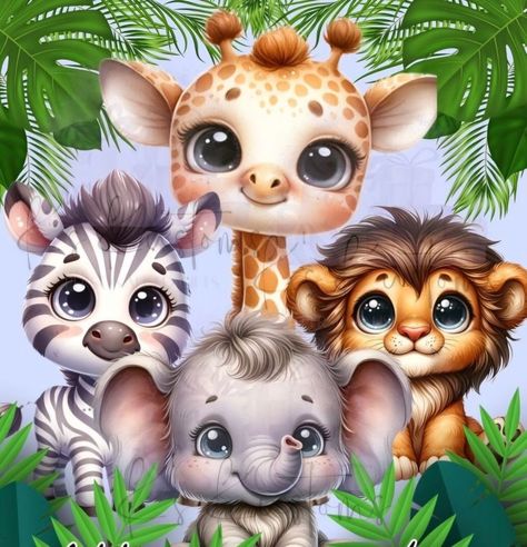 Cute Jungle Animals Illustration, Jungle Animals Illustration, Safari Baby Blanket, Baby Safari Animals, Baby Jungle Animals, Baby Tattoo Designs, Safari Baby Animals, Cute Animal Quotes