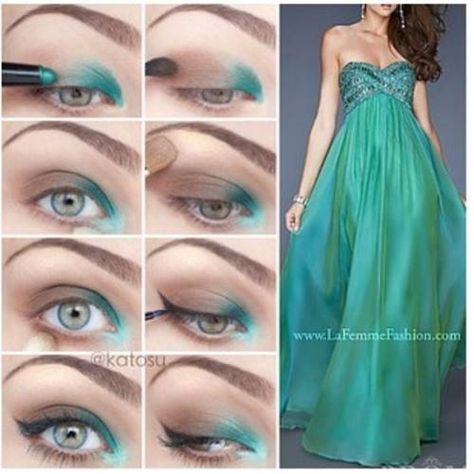 Simply me Homecoming Eyeshadow, Green Eyeshadow Tutorial, Sea Green Dress, Wicked Makeup, Eye Shadow Tutorials, Makeover Party, Step By Step Eye Makeup, Eye Shadow Ideas, Diy Eyeshadow