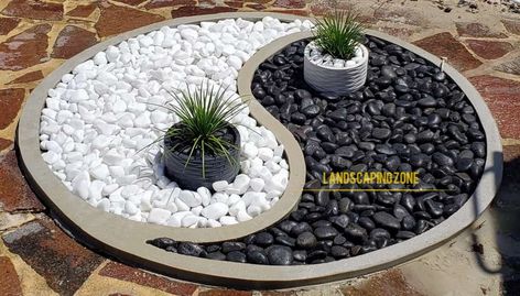 Ying Yang Garden Design, Ying Yang Garden, Serene Spaces, Garden Displays, Landscape Curbing, Front Yard Garden Design, Zen Design, Landscape Design Plans, Rock Garden Landscaping