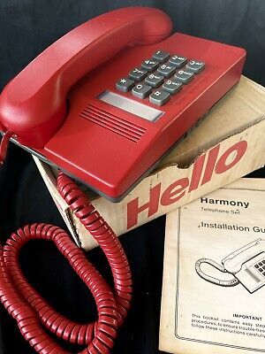 Vintage RED Touch Tone Phone GTE Harmony G304 Desk Wall Telephone UnUsed in Box | eBay Touch Tone Telephone Aesthetic, Corded Phone Aesthetic, 80s Phone Aesthetic, Retro Phone Aesthetic, 80s Telephone, Touch Tone Telephone, 80s Phone, Retro Room Ideas, Wall Telephone