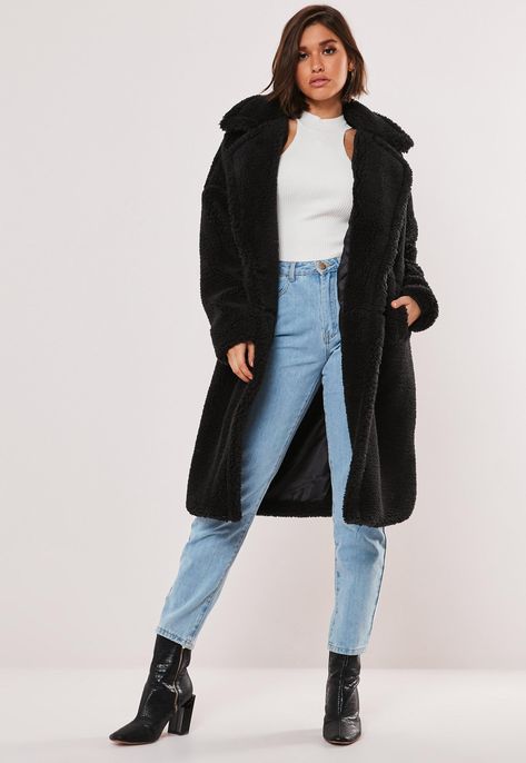 Black Teddy Jacket Outfit, Black Teddy Coat Outfit, Black Teddy Jacket, Black Teddy Coat, Black Leather High Boots, Teddy Coat Outfit, Teddy Outfit, Coat Outfit Casual, Coat Ideas