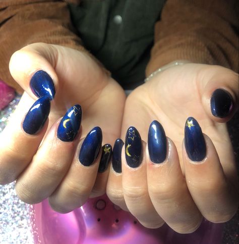 Blue  nail art moon nail’ s design Blue Moon Nails, Nail Art Stars, Moon Nail Art, Art Stars, Moon Nails, Star Nails, S Design, Silver Moon, Blue Moon