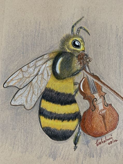 Bee Drawings, Playing Violin, Bee Honey, Honey Bee, Violin, Insects, Bee, Honey, Drawings