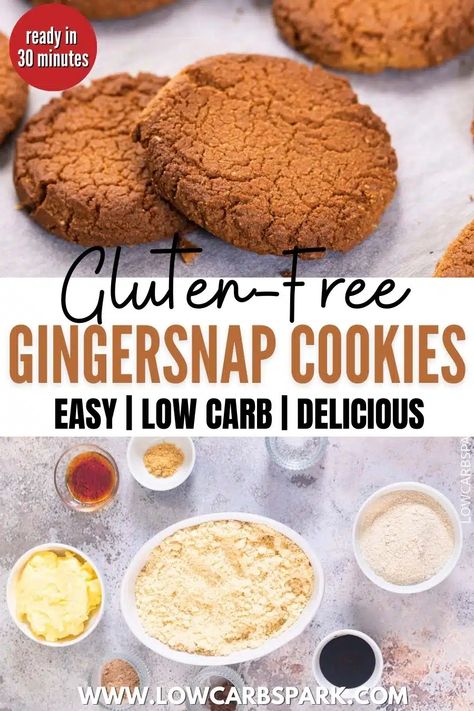 Keto Ginger Cookies, Gluten Free Ginger Cookies, Gluten Free Ginger Snaps, Mason Jar Desserts Recipes, Christmas Flavors, Ginger Snap Cookies Recipe, Ginger Snaps Recipe, Ginger Cookie Recipes, Gingersnap Cookies