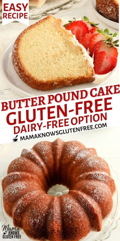 Easy Dairy Free And Gluten Free Recipes, Gluten Free Vegan Pound Cake, Gf Cakes Recipes, Gluten Free Pound Cake Recipes Moist, Gluten Free Pound Cake Easy, Gf Pound Cake Recipe, Best Gluten Free Birthday Cake, Dairy Free Pound Cake Recipe, Dairy And Gluten Free Cake Recipes